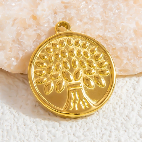 Breloques Bijoux DIY En Acier Inoxydable Pendentifs Plaqués Or Pour Colliers Arbre De Vie Mauvais Œil Cœur Fruits Motifs