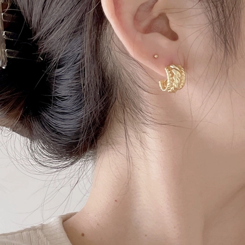 Gedrehte Draht Ohrstecker 925 Sterlingsilber Minimalistisch Geflochtene Textur C-Förmiges Accessoire Für Damen