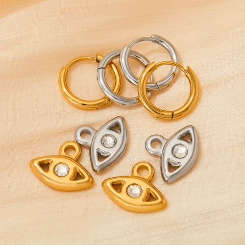 Evil Eye Creolen Edelstahl Zirkonia Strass Anhänger Schmuck Für Damen Mode Accessoire