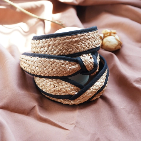 Knotted Raffia Straw Headband French Retro Woven Hairband For Women Vacation Beach Style Bohemian Hair Accessories