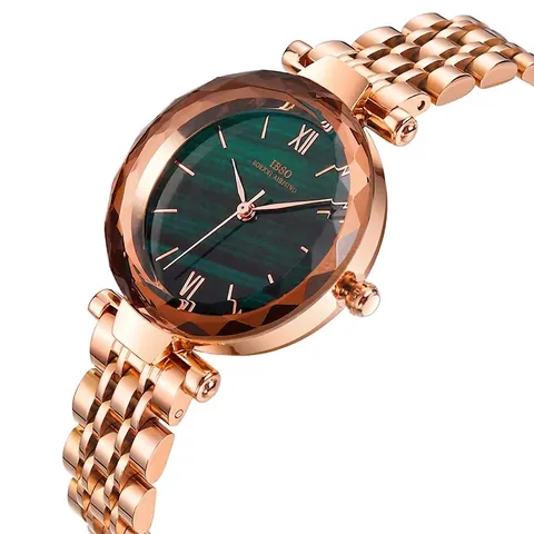 Women Wrist Watch Luxury Fashion Elegant Waterproof Faceted Glass Mirror Stainless Steel Link Strap Quartz Movement