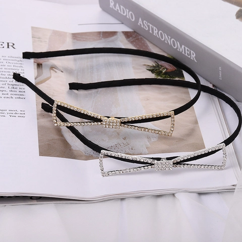 Diadema Con Lazo De Strass Aleación De Zinc Diadema Fina Moda Elegantes Accesorios Para El Cabello Para Mujeres