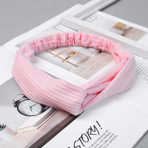 Knitted Ribbed Headband Twist Knot Elastic Hair Band For Women Yoga Sports Casual Solid Color Soft Breathable