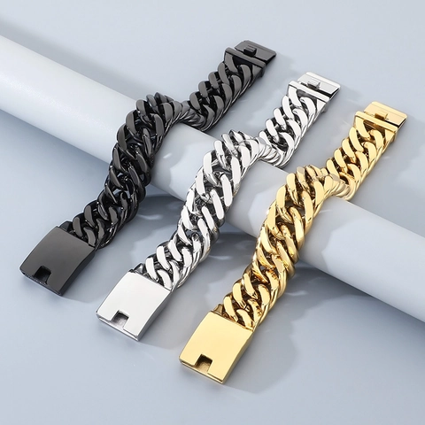 Pulsera De Eslabones Cubanos Para Hombre Acero Inoxidable 316L Cadena Gruesa Estilo Hip Hop Industrial Regalo Novio