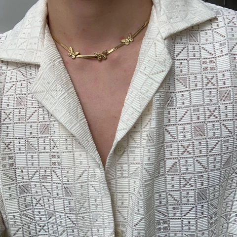 Collana Con Ciondolo A Farfalla Acciaio Inossidabile Catena A Serpente Gioielli Di Moda Per Donne