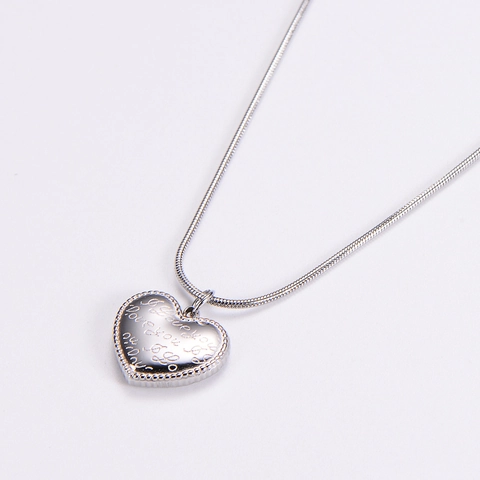 Herzanhänger Halskette 316L Edelstahl Graviert I Love You Schlangenkette Eleganter Schmuck Für Damen Geschenk