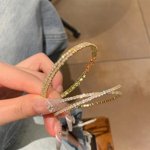 Brazalete Abierto Cruzado De Cobre Con Circonitas Pavé Ajustable Multicapa Elegante Joyería Para Mujer