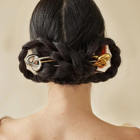 Minimalistische U-Förmige Haarstab Edelstahl Love Knot Haarnadel Wasserdicht Hypoallergen Für Frauen Moderner Haargabel