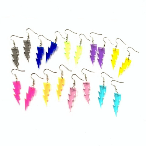 Lightning Bolt Dangle Earrings Transparent Glitter Acrylic Oversized Statement Drop Jewelry For Women Girls