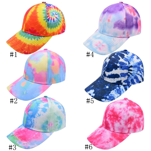 Cappellino Da Baseball Tie Dye Cotone Colorato Regolabile Protezione Solare Moda Hip Hop Outdoor Per Uomini Donne