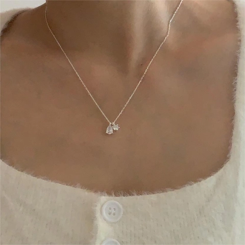 Collana In Argento Sterling 925 Con Ciondolo In Zircone Tondo A Goccia D'acqua Gioielli Eleganti In Stile Coreano