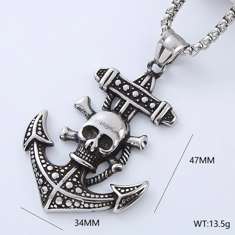 Stainless Steel Pendant Necklace Gothic Punk Viking Style Retro Wolf Skull Animal Jewelry For Men Boys Cool Gift