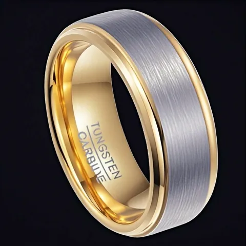 Titanium Steel Ring For Men Brushed Dual Tone Step Edge Comfort Fit Wedding Band Hip Hop Jewelry Fashion Accessory