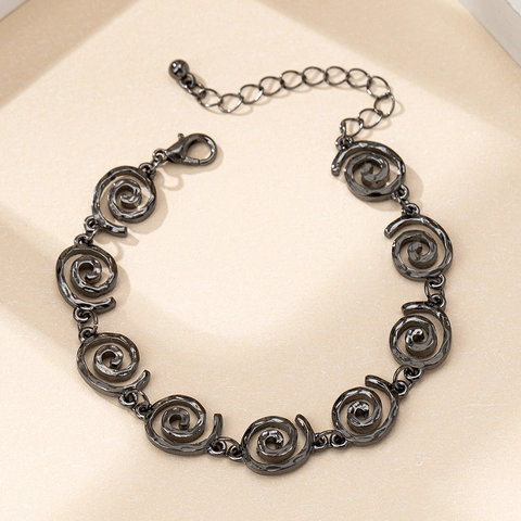 Bracelet À Maillons Géométriques Spirale Élégant En Alliage De Zinc Bijoux De Mode Pour Femmes Ajustable