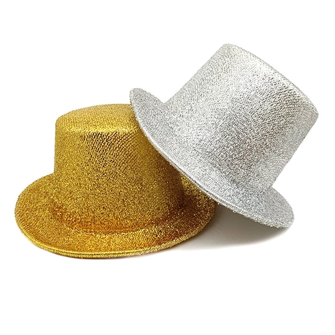 Sequined Glitter Top Hat Magician Stage Performance Jazz Cap British Style Polyester Party Headwear Men Women
