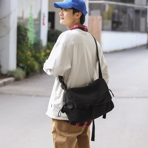 Borsa A Tracolla In Tela Grande Capacità Stile Retro Giapponese Borsa A Spalla Casual Per Uomini E Donne