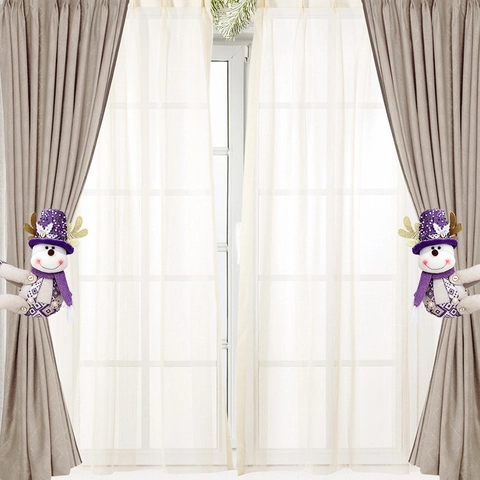 Christmas Curtain Buckles Sequin Purple Santa Snowman Reindeer Knitted Tieback Fasteners Gnome Home Window Decoration