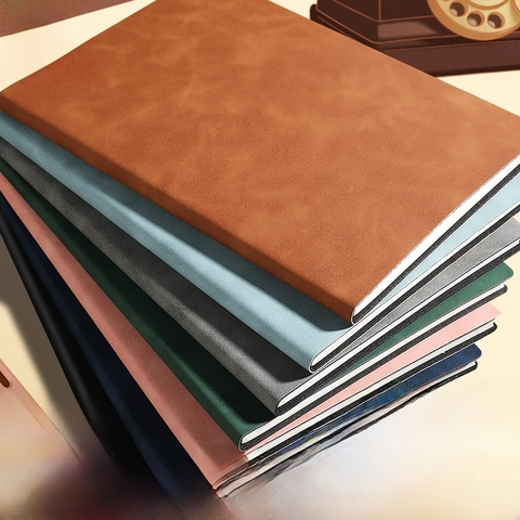 Minimalist Business A5 Soft Faux Leather Notebook Thickened Journal For Office And School Note Taking Writing Book