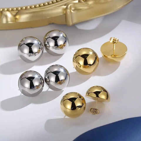 Minimalistische Polierte Kugelstecker Aus Edelstahl 316L Sphäre Hochglanz Schmuck Für Damen