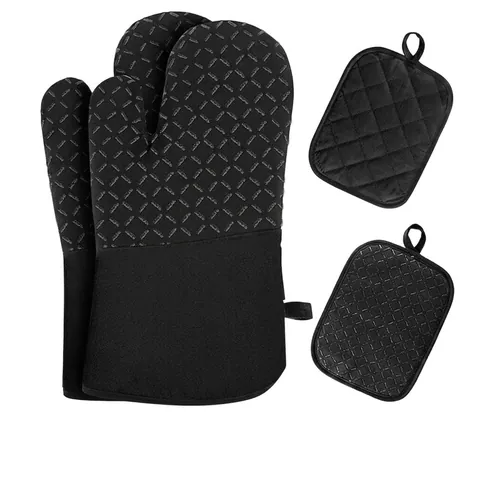 Guantes De Horno Y Agarraderas De Silicona Resistentes Al Calor Forro De Algodón Antideslizante Espesado Para Cocina Cocinar Hornear