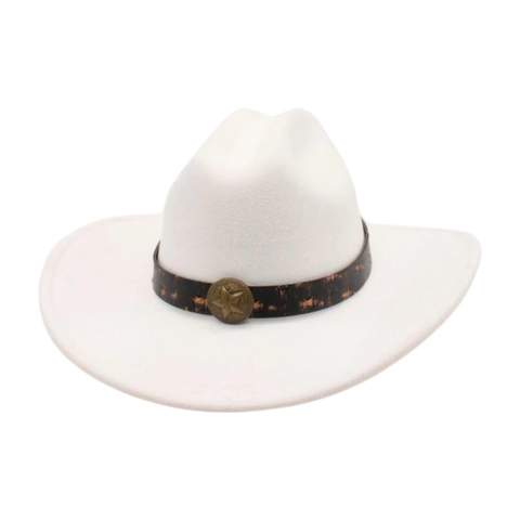 Cappello Da Cowboy Occidentale Fedora In Feltro A Tesa Larga Con Fibbia A Stella In Metallo Berretto Jazz Vintage