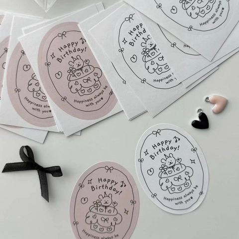 Birthday Sealing Stickers Self Adhesive Decorative Labels Gift Packing Cartoon Hand Drawn Ins Style