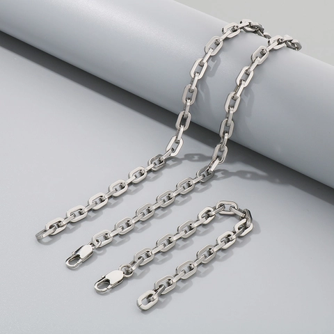 Collana Bracciale Gioielli In Acciaio Inossidabile Catena A Filo Quadrato Accessori Hip Hop Punk Per Uomini Donne Minimalista