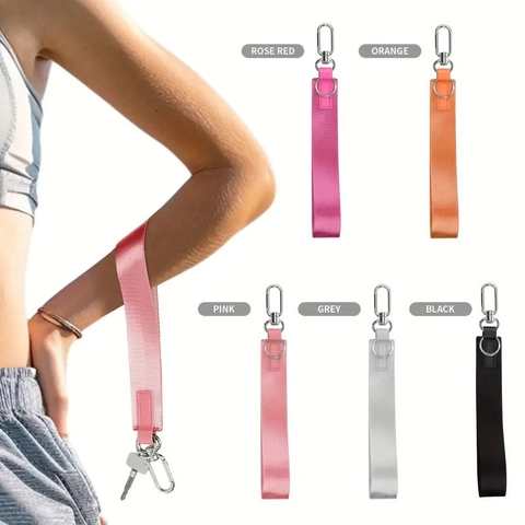 Wrist Strap Keychain Webbing Lanyard Polyester PU Leather Metal Buckle Portable Street Style For Keys Bags