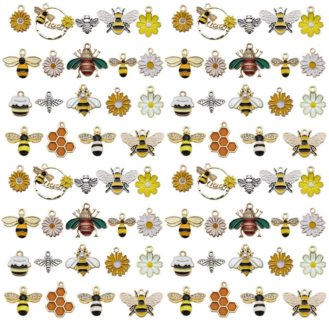Bee And Daisy Flower Charms For Jewelry Making Zinc Alloy Enamel Insect Pendants For DIY Earrings Bracelets Necklaces