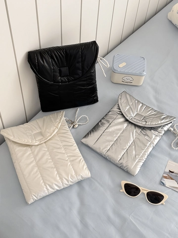 Housse Ordinateur Portable Matelassée Étui Tablette Chic Rembourré Cuir PU Avec Charme Coeur Künstliche Perle Pochette Protection Brillante