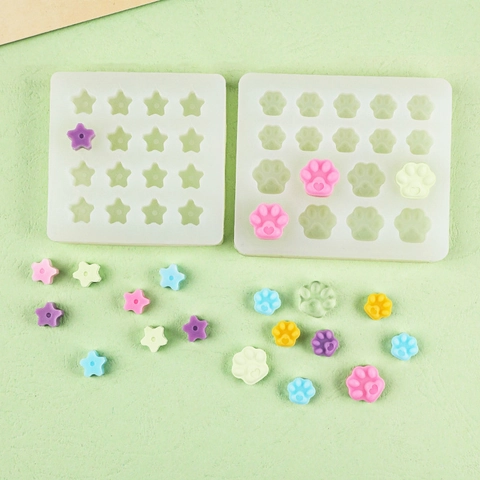 Moldes De Silicona Mini Flor De Cerezo Estrella Pata De Gato Para Decoración De Pasteles Resina Arcilla Sello De Cera