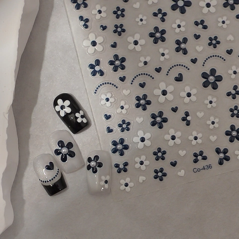 Adesivi Per Unghie 5D Rilievo Design Fiore Cuore Con Perla Artificiale Impermeabile Adesivi Manicure Per Donne Fai Da Te