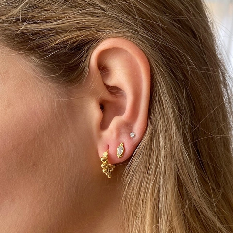 Mode Kupfer Creolen Mit 925 Sterlingsilber Ohrstecker-Stift Für Damen Gold Silber Geometrische Runde Perle Schmuck