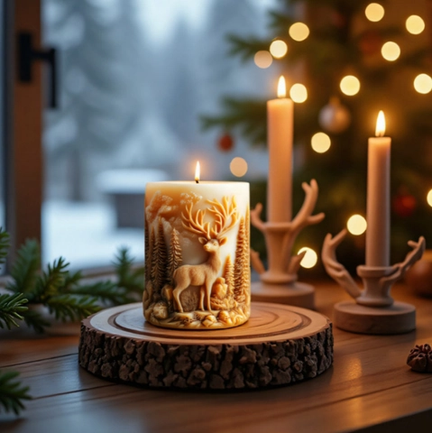 Molde De Silicona Para Velas De Ciervo Del Bosque 3D Para Hacer Velas De Aromaterapia Hechas A Mano Patrón De Alce