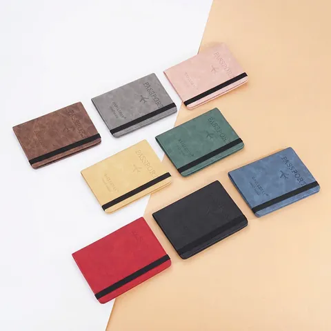 Blocco RFID Porta Passaporto Portafoglio Da Viaggio Pelle PU Opaca Custodia Per Carte Con Slot SIM Fascia Elastica