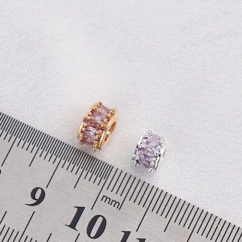 Marquise Cubic Zirconia Spacer Beads 14K Gold Plated Copper Large Hole Barrel Charms DIY Jewelry Making Elegant