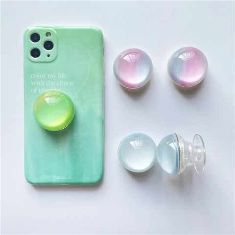 Griptok De Téléphone En Boule De Cristal Transparent Support De Poignée De Téléphone Portable Pliable En Résine Dégradée
