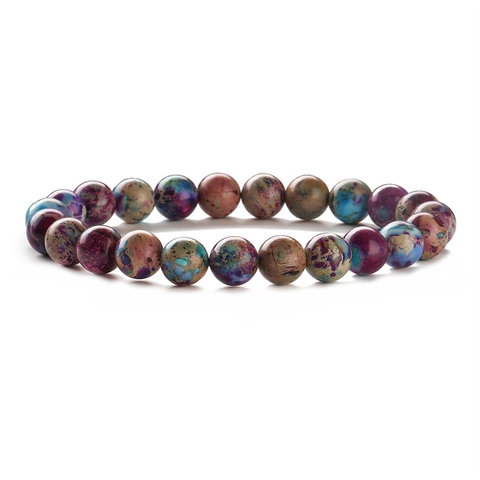 Naturstein Perlenarmband Rundes Edelstein Achat Jaspis Elastisch Böhmisch Vintage Schmuck Für Damen Herren