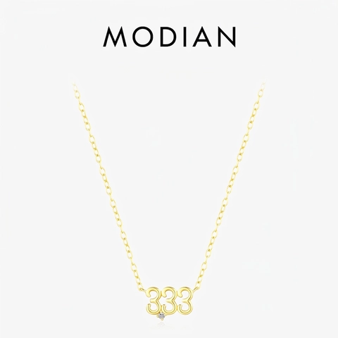 Angel Number 333 Pendant Necklace 925 Sterling Silver Gold Plated With Cubic Zirconia Minimalist Lucky Jewelry For Women