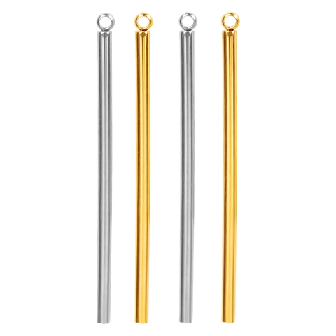 Colgante De Barra Cilindrica Minimalista Acero Inoxidable Chapado Al Vacio Dijes Tubo Geometrico Para DIY Collar