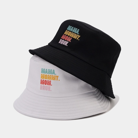Chapeau Cloche En Coton Drôle Mama Mommy Mom Bruh Imprimé Lettres Protection Solaire Décontracté Pliable Pêche Femmes Hommes