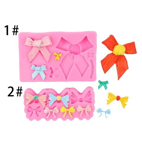 Silicone Bowknot Cake Mold Fondant Chocolate Clay DIY Baking Tools Bow Shape Sugarcraft Mold For Cake Decoration Kitchen Tool