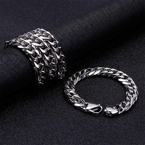 Men Cuban Chain Necklace 316L Stainless Steel Polished Curb Link Streetwear Hip Hop Jewelry