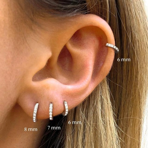 Kupfer Creolen Geometrisch Mit Zirkonia Eingelegt Modeschmuck Für Frauen Elegante Huggies