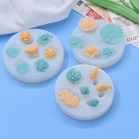 Lotus Leaf Fish Silicone Mold DIY Handmade Resin Casting Cake Fondant Decorating Baking Tool Kitchen Accessories