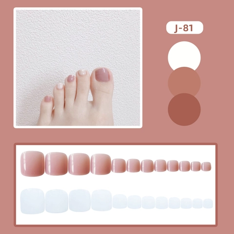 Press On Zehennägel Jelly Nude Pink Weiß Glänzend Full Cover Tragbare Falsche Zehennägel Für Frauen DIY Fußpflege