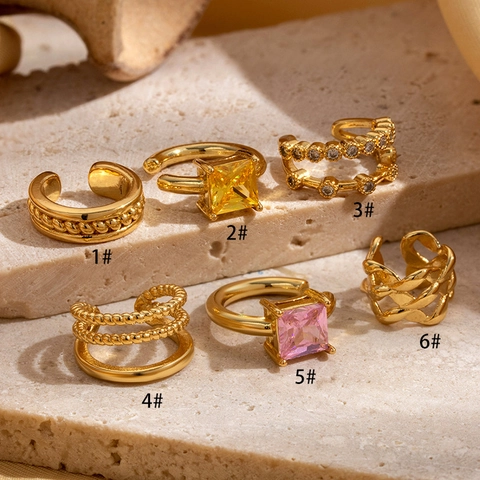 Square Zircon U-Shaped Ear Cuffs Copper Non-Pierced Clip On Cartilage Ear Bone Trendy Minimalist Fashion Jewelry For Women