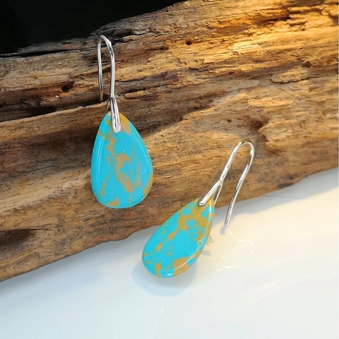 Vintage Bohemian Turquoise Copper Drop Earrings For Women Ethnic Waterdrop Teardrop Natural Stone Electroplated Dangle Earrings
