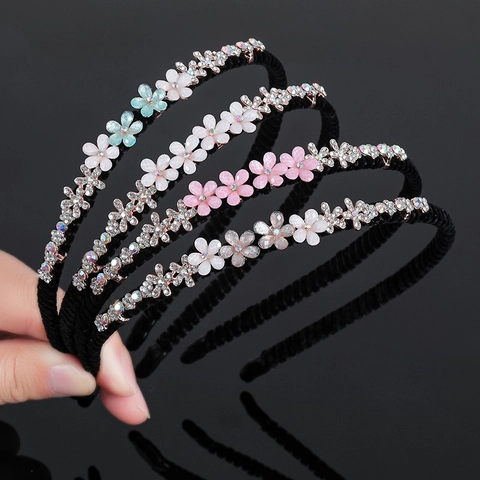 Cerchietto Con Fiori E Strass Stile Coreano Lega Di Zinco E Resina Fascia Per Capelli Per Donne Ragazze Accessorio Elegante