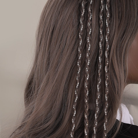 Catena per Estensioni Capelli in Strass alla Moda per Donna Fermaglio per Capelli con Nappa Lunga Gioielli per Capelli in Lega Minimalista